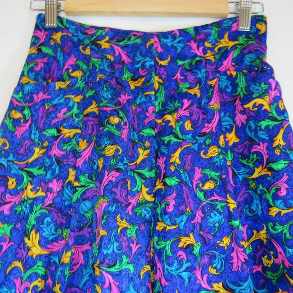 flora kung Pants - Vintage Flora Kung Blue Multicolor Floral High Waist Silk Pants